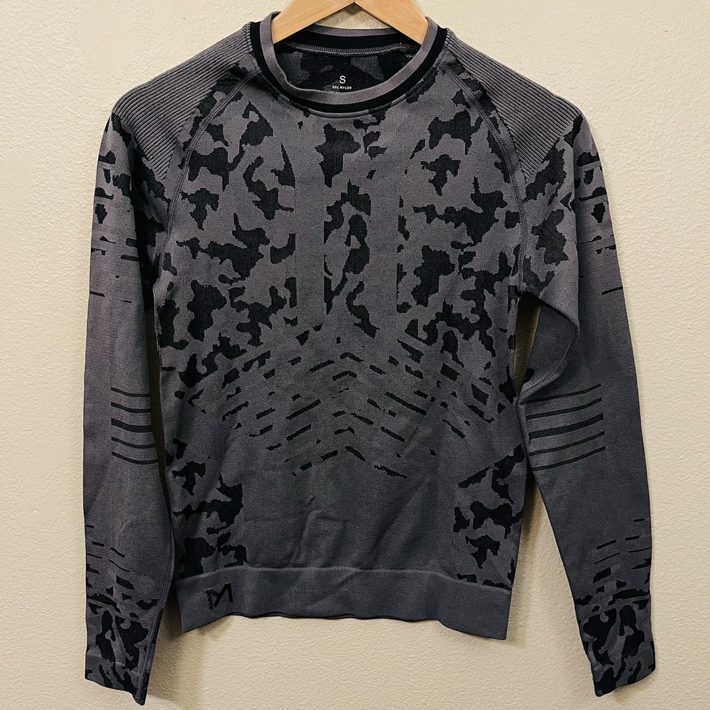 MEETYOO Thermal Active Long Sleeve Shirt Camo Black Gray Youth / Kids Sz S‎ EUC
